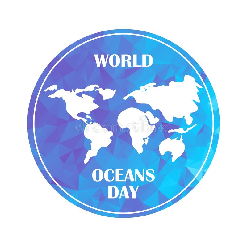 Etykieta z oceanami Światowy Dzień Oceanów